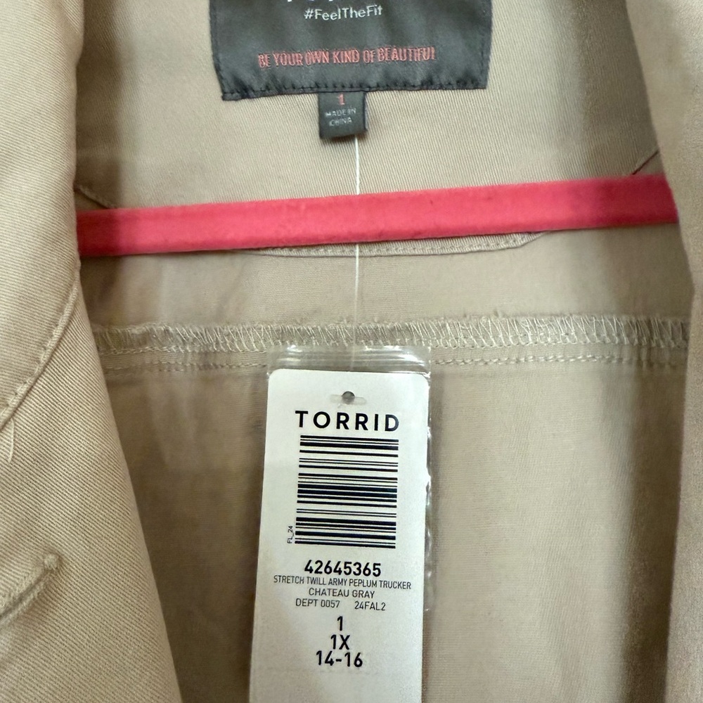 Torrid Tan Utility Jacket with Feminine Flare - Picture 3 of 8